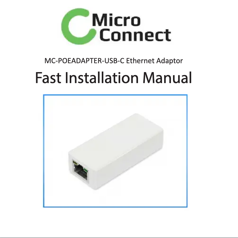 Page n°1 - Manuel utilisateur Micro Connect MC-POEADAPTER-USB-C