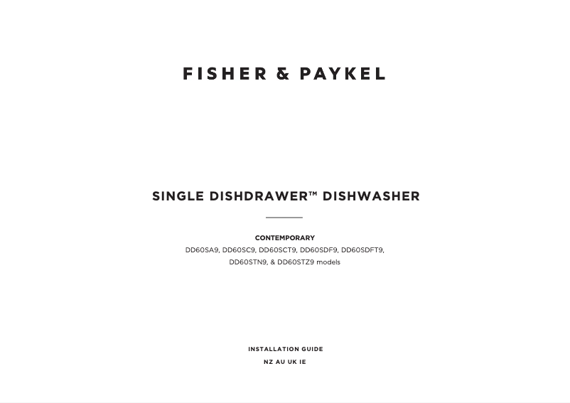 Page n°1 - Guide d'installation Fisher & Paykel DD60SCHTX9