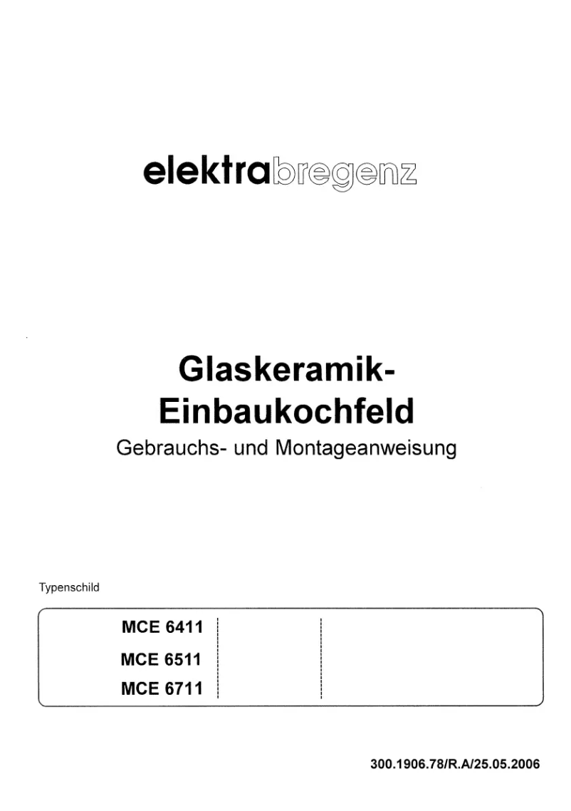 Page 1 de la notice Manuel utilisateur Elektra Bregenz MCE 6511