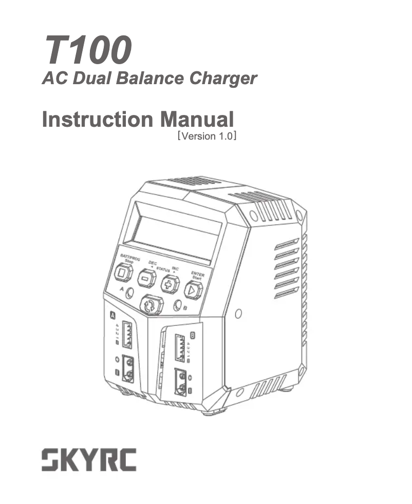 Page n°1 - Manuel utilisateur SkyRC T100