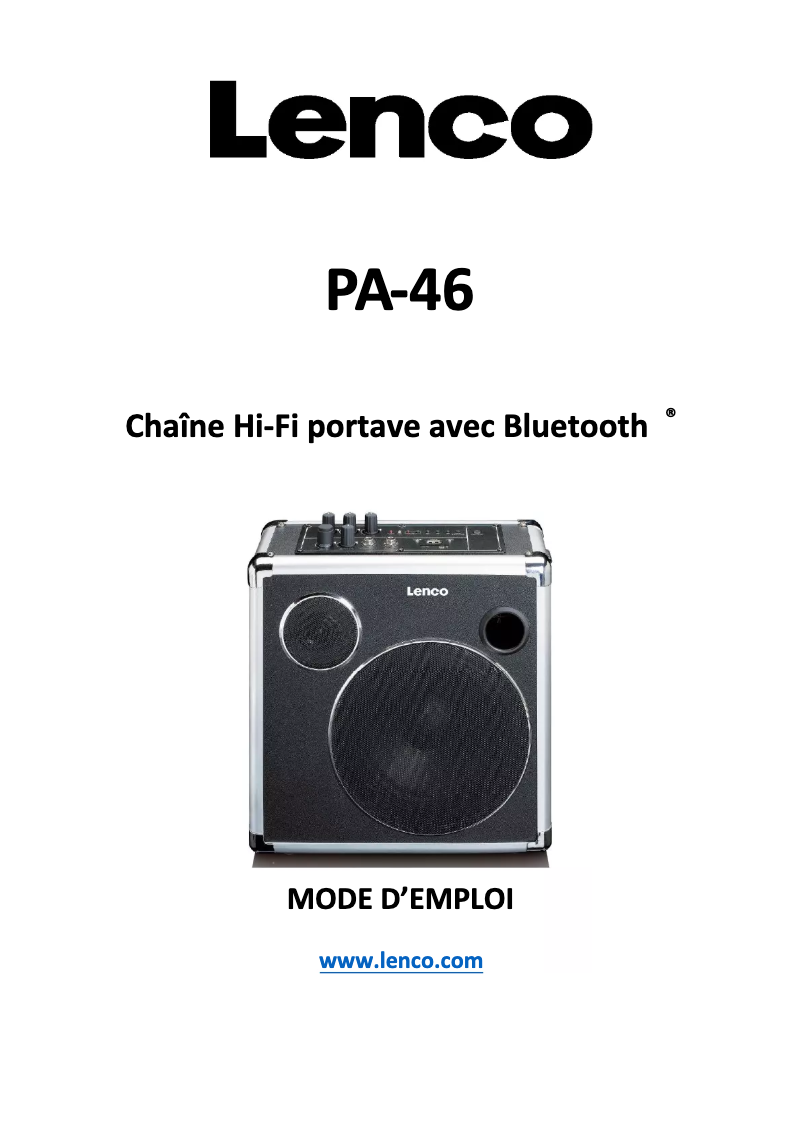 Page n°1 - Manuel utilisateur Lenco PA-46