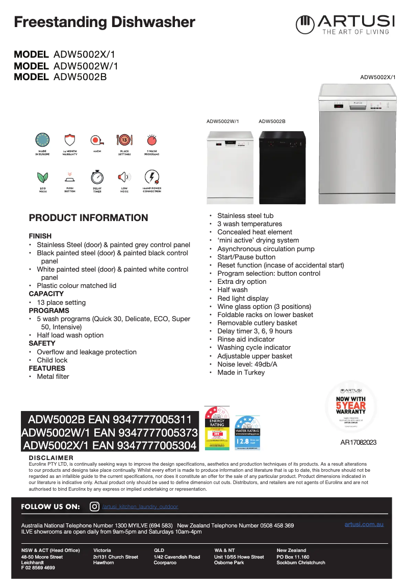 Image de la première page du manuel de l'appareil ADW5002X1