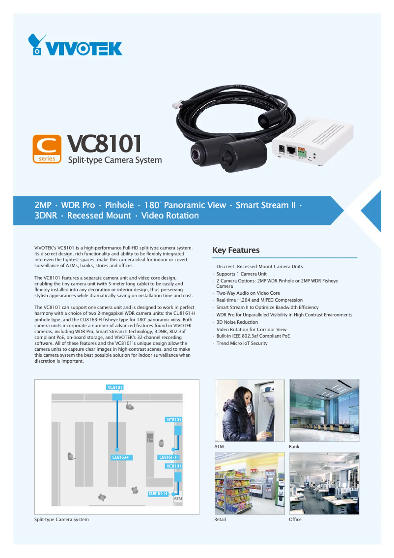 Page 1 de la notice Fiche technique Vivotek VC9101