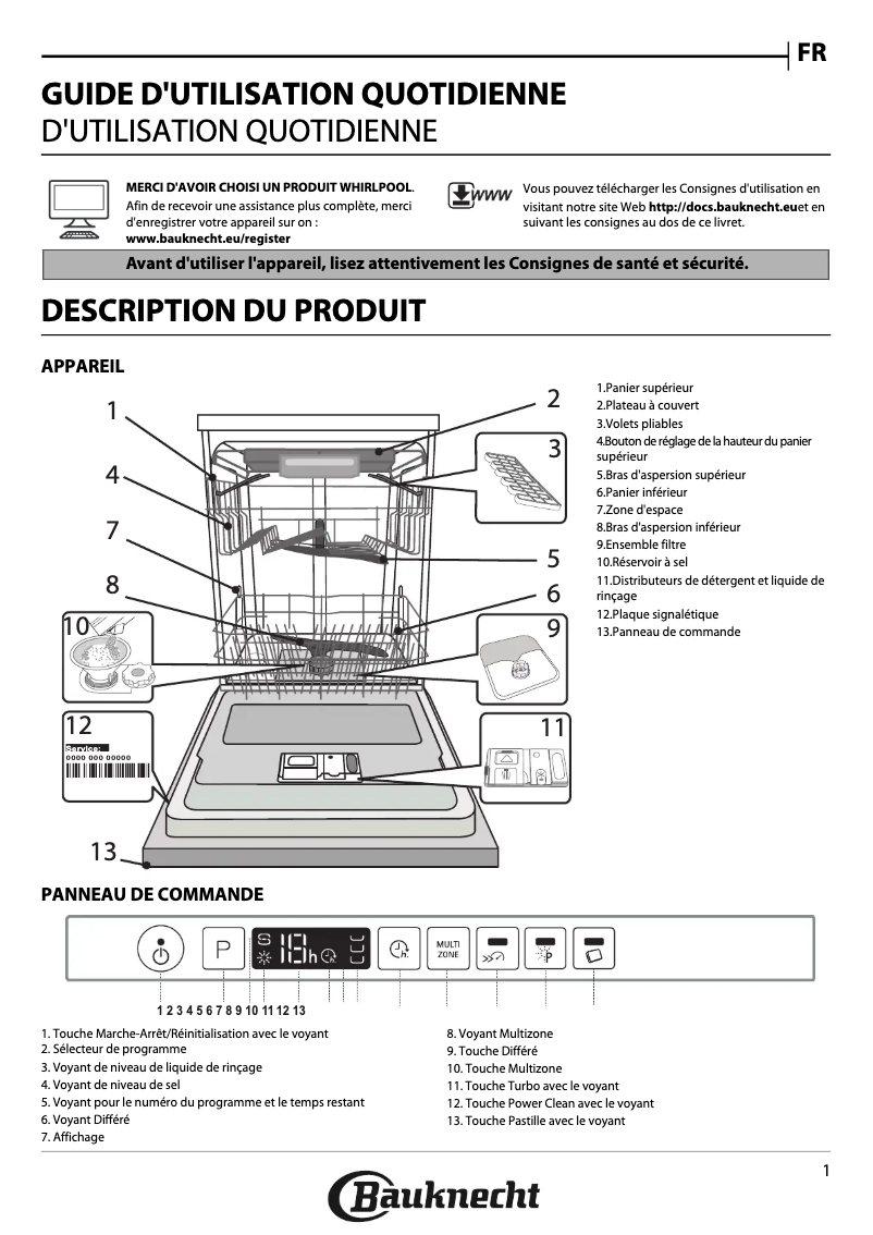 Page 1 de la notice Manuel utilisateur Bauknecht BIC 3C26 PF