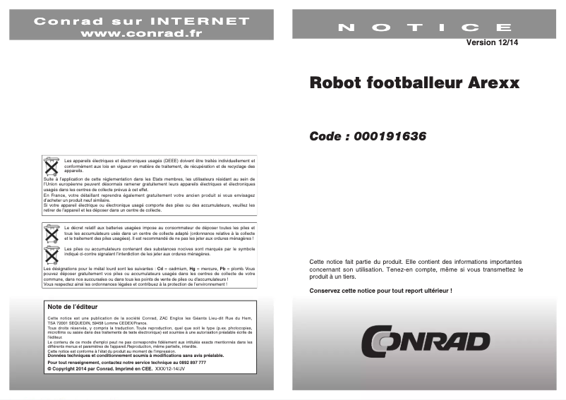 Page n°1 - Manuel utilisateur AREXX SR-129
