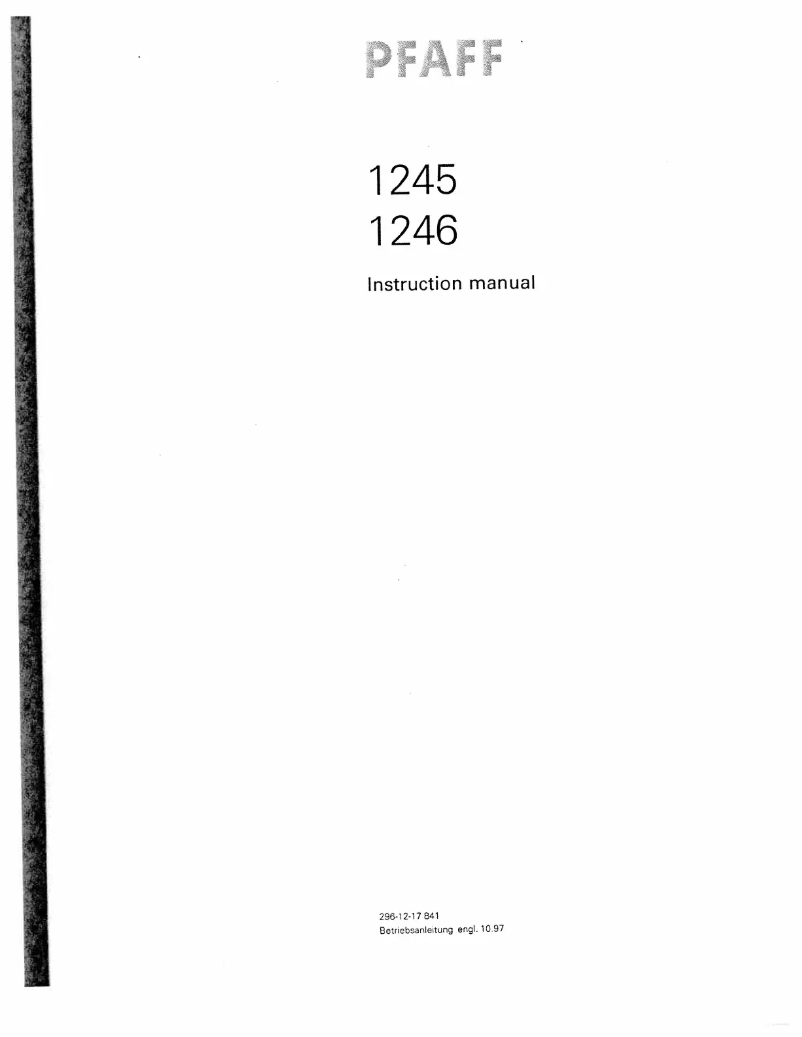 Page 1 de la notice Manuel utilisateur Pfaff 1246