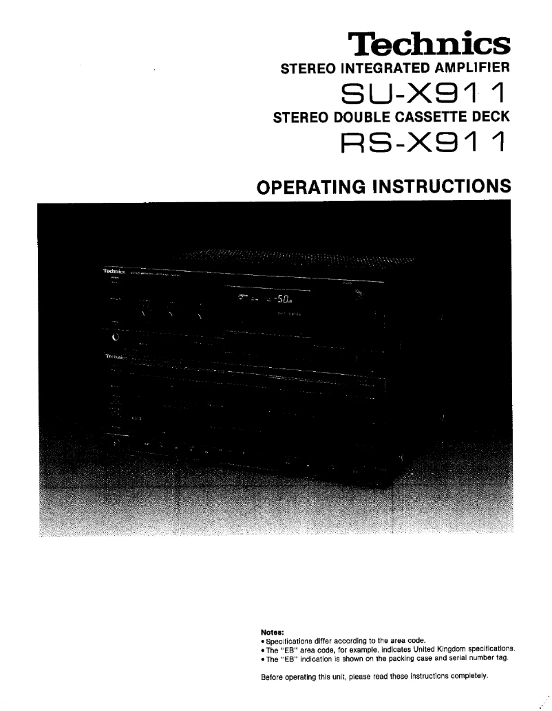 Page n°1 - Manuel utilisateur Technics RS-X911