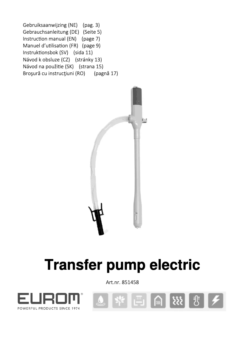 Page 1 de la notice Manuel utilisateur Eurom Transfer pump