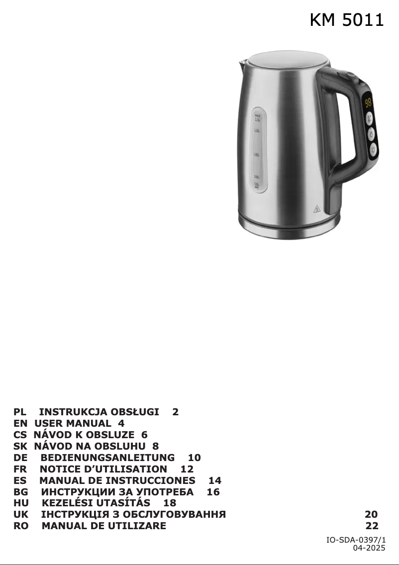 Image de la première page du manuel de l'appareil KM 5011