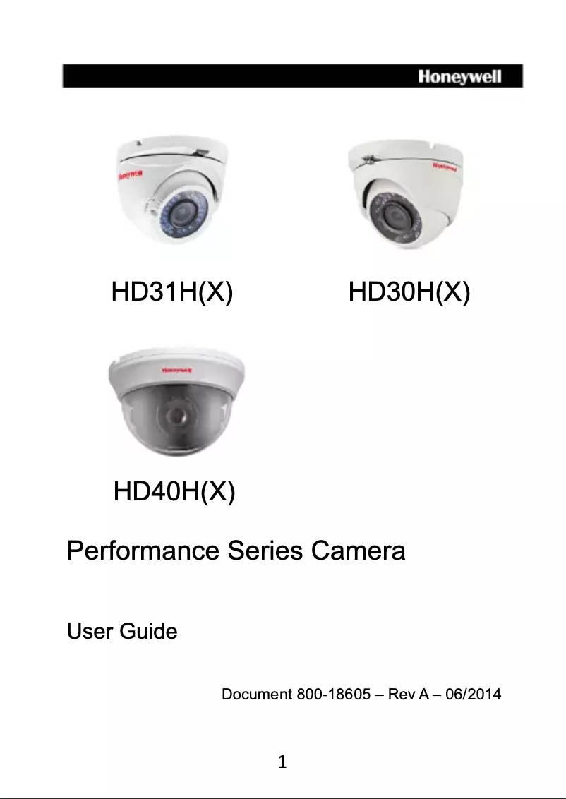 Page n°1 - Manuel utilisateur Honeywell Performance HD40H