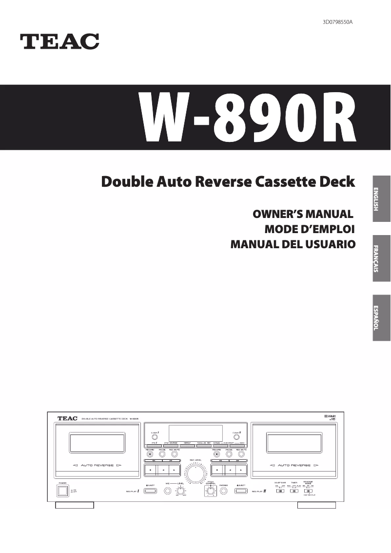Page n°1 - Manuel utilisateur Teac W890R