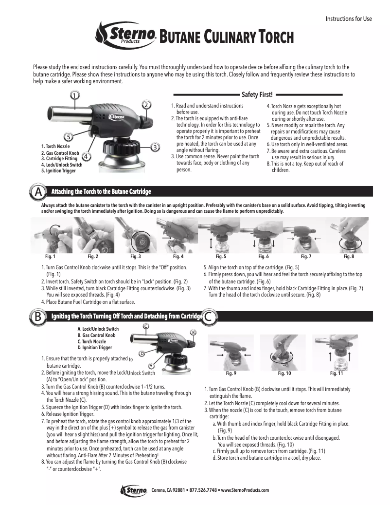 Page 1 de la notice Manuel utilisateur Sterno 50218