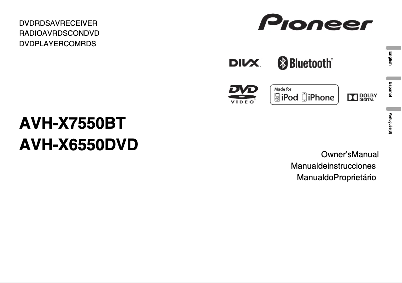 Page 1 de la notice Manuel utilisateur Pioneer AVH-X7550BT