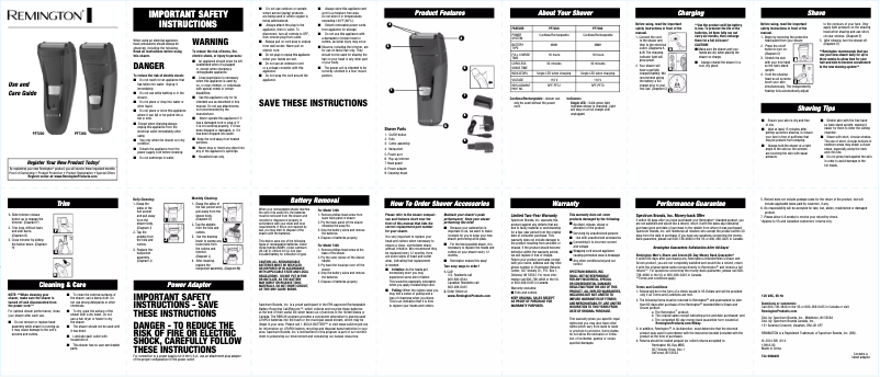 Page 1 de la notice Manuel utilisateur Remington PF7300A