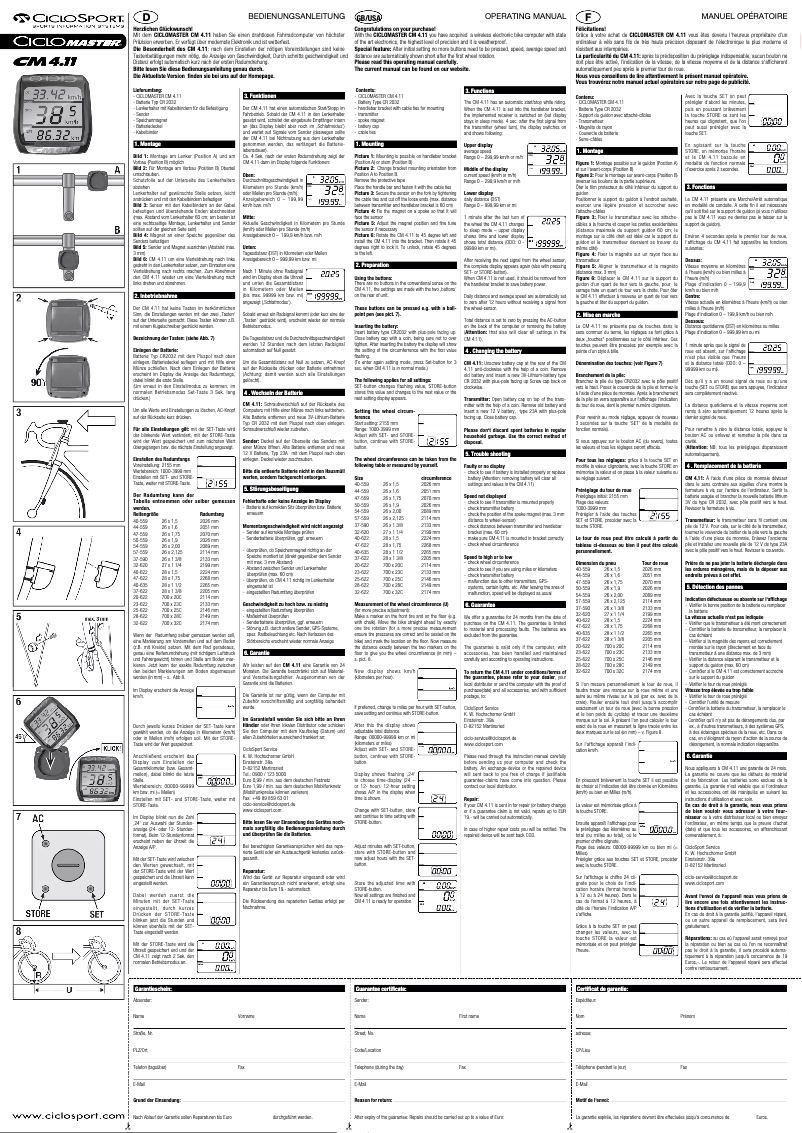 Page 1 de la notice Manuel utilisateur Ciclo Master CM 4.11