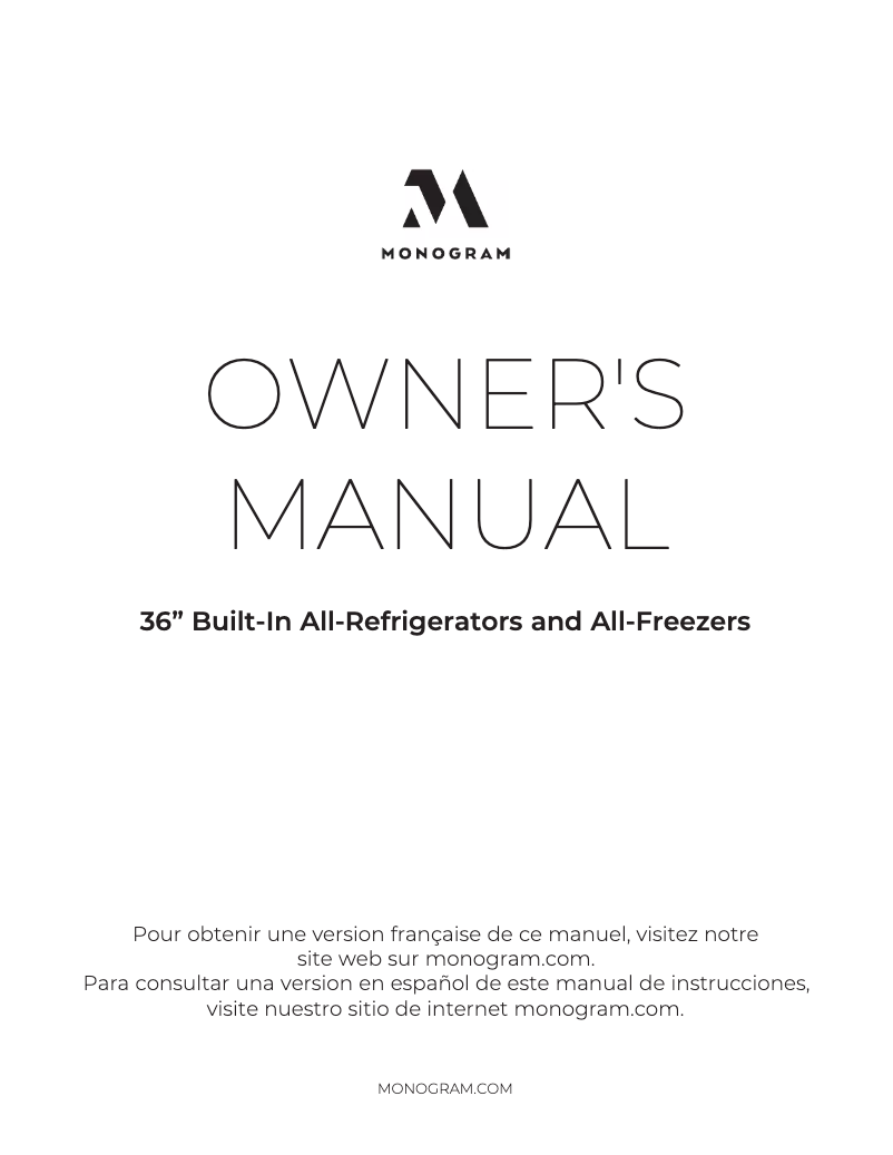 Page n°1 - Manuel utilisateur Monogram ZIR360NNRH