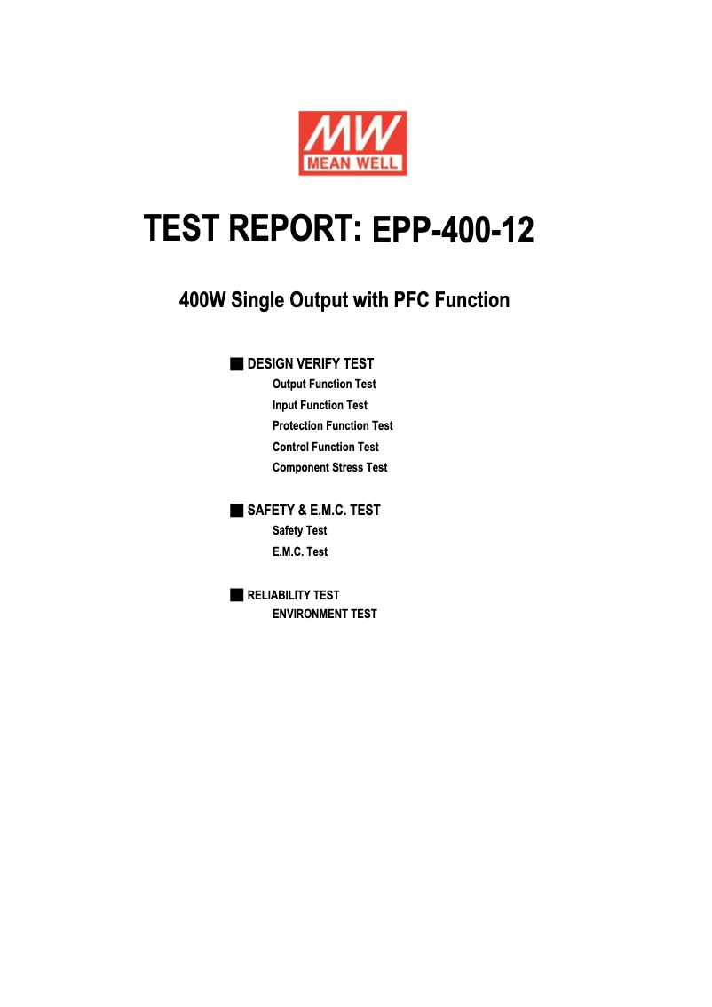 Page 1 de la notice Fiche technique Mean Well EPP-400-12