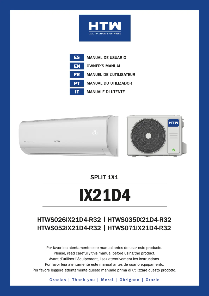 Page 1 de la notice Manuel utilisateur HTW HTWS026IX21D4-R32