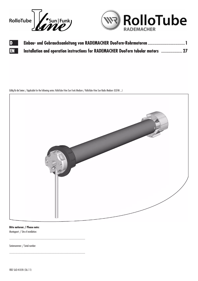Image de la première page du manuel de l'appareil RolloTube DuoFern ILSFM