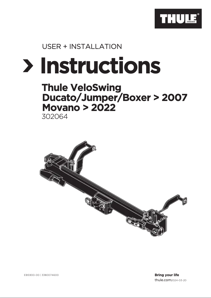 Image de la première page du manuel de l'appareil VeloSwing