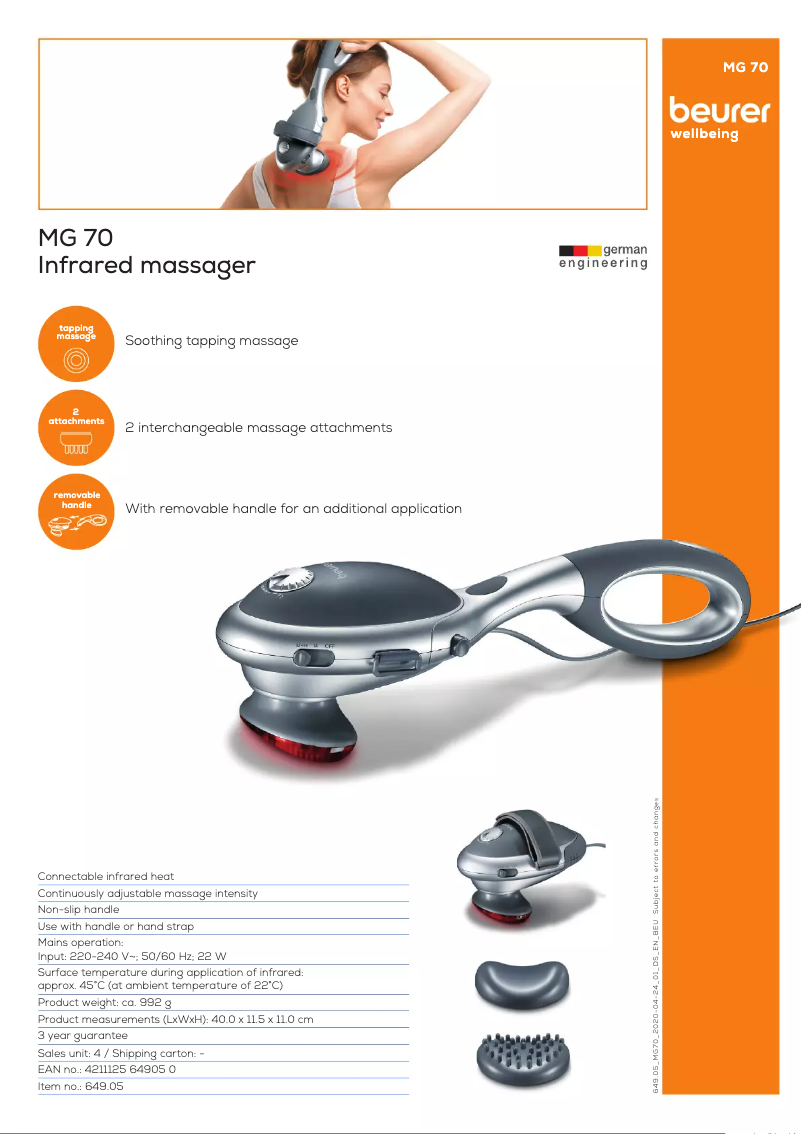 Image de la première page du manuel de l'appareil MG 70