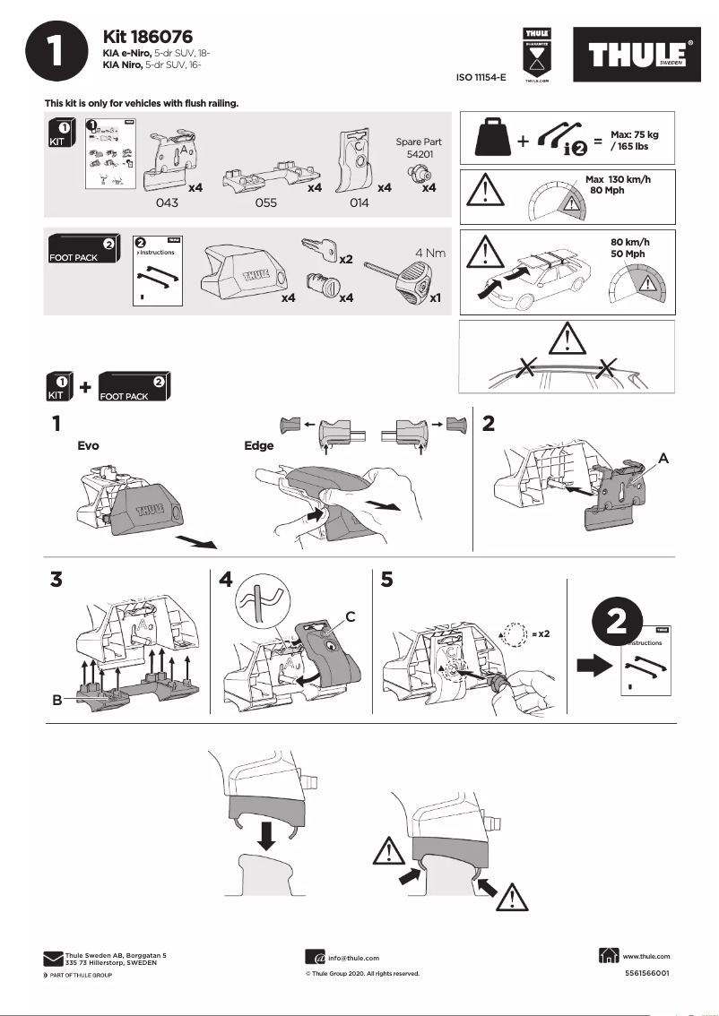Page n°1 - Manuel utilisateur Thule Kit 186076
