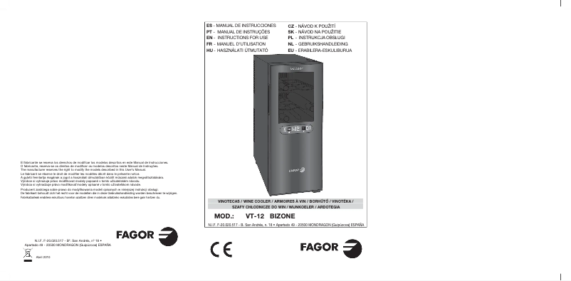 Image de la première page du manuel de l'appareil VT-12 BIZONE