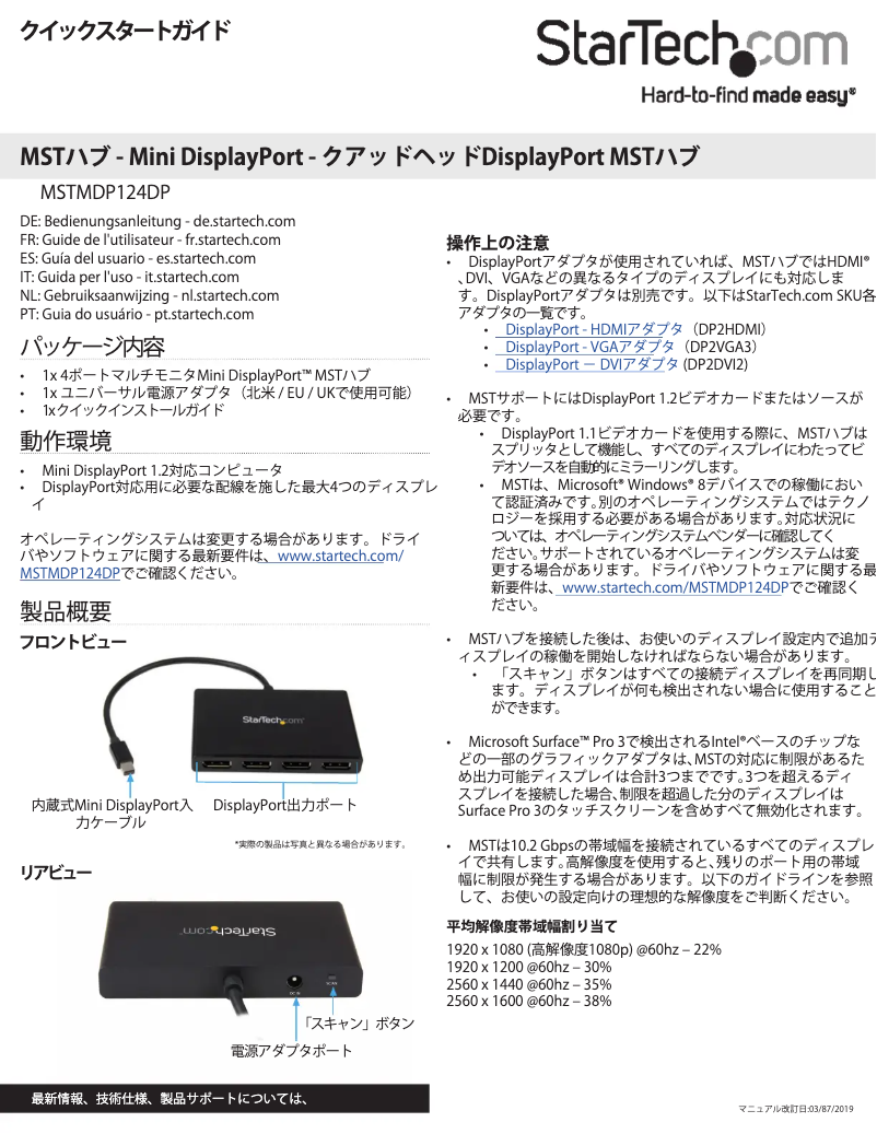 Image de la première page du manuel de l'appareil MSTMDP124DP