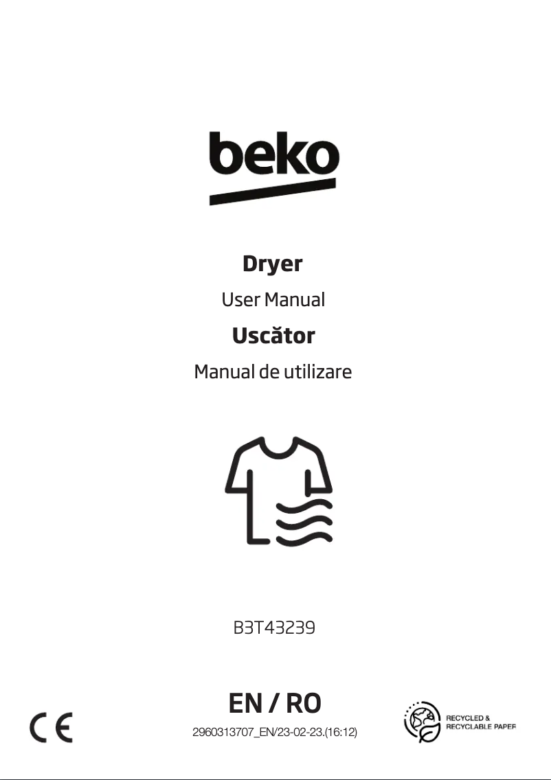 Page 1 de la notice Manuel utilisateur Beko B3T43239