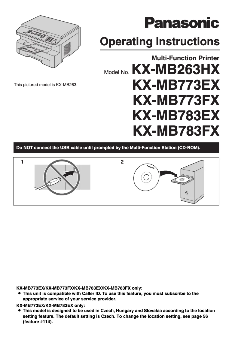 Image de la première page du manuel de l'appareil KX-MB783EX