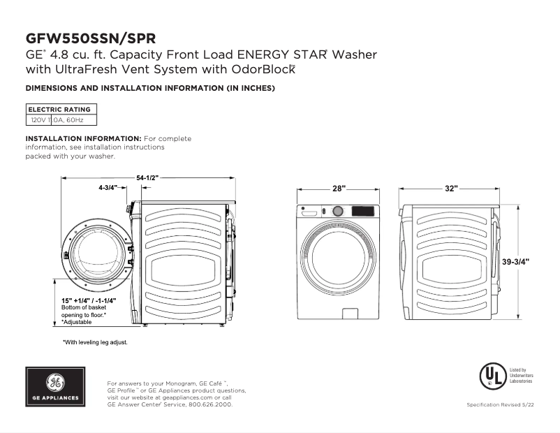Imagen de la primera página del manual del dispositivo GFW550SPRRS