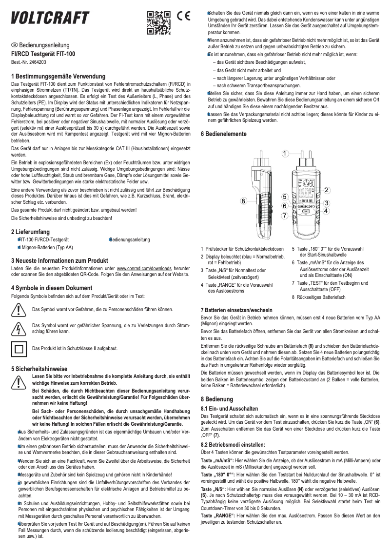 Image de la première page du manuel de l'appareil FIT-100