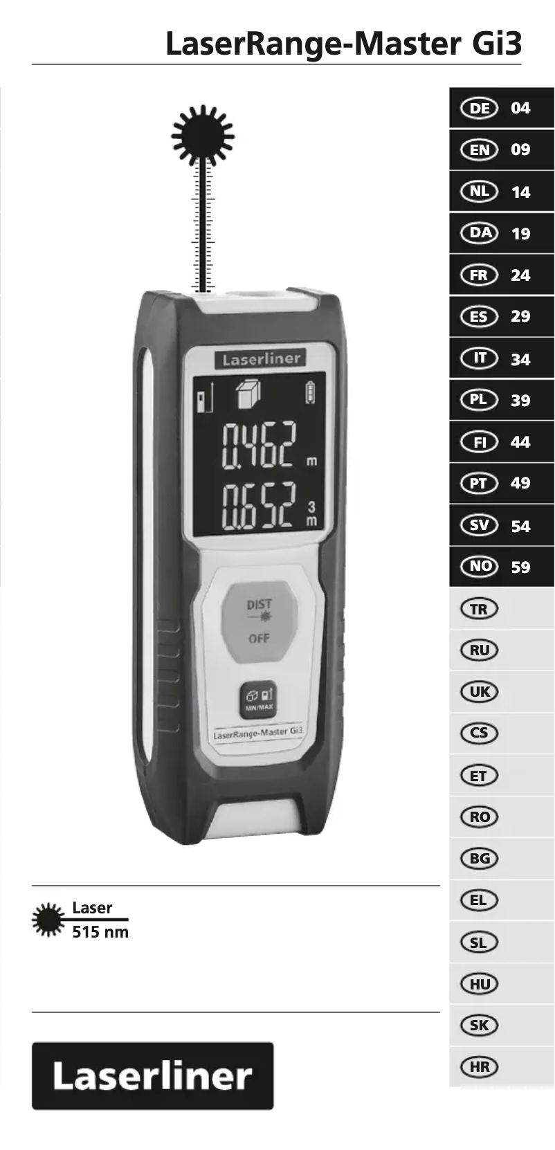Page 1 de la notice Manuel utilisateur Laserliner LaserRange-Master Gi3