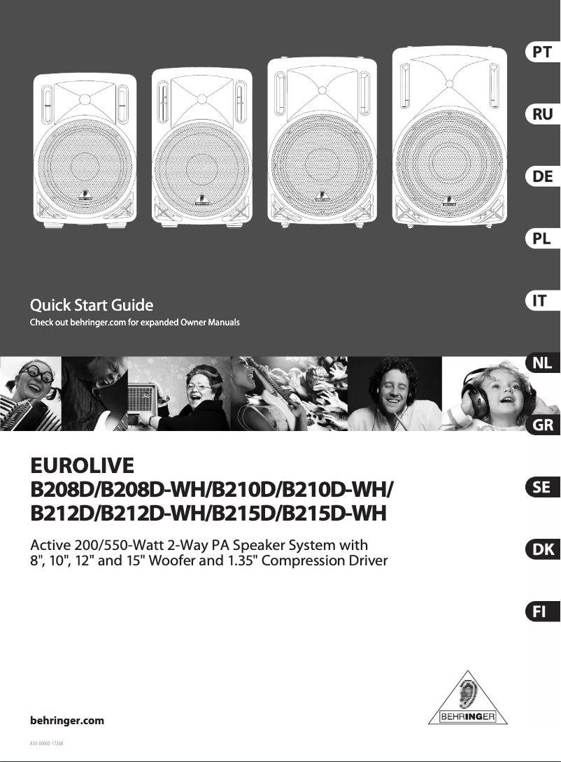Page 1 de la notice Manuel utilisateur Behringer B208D
