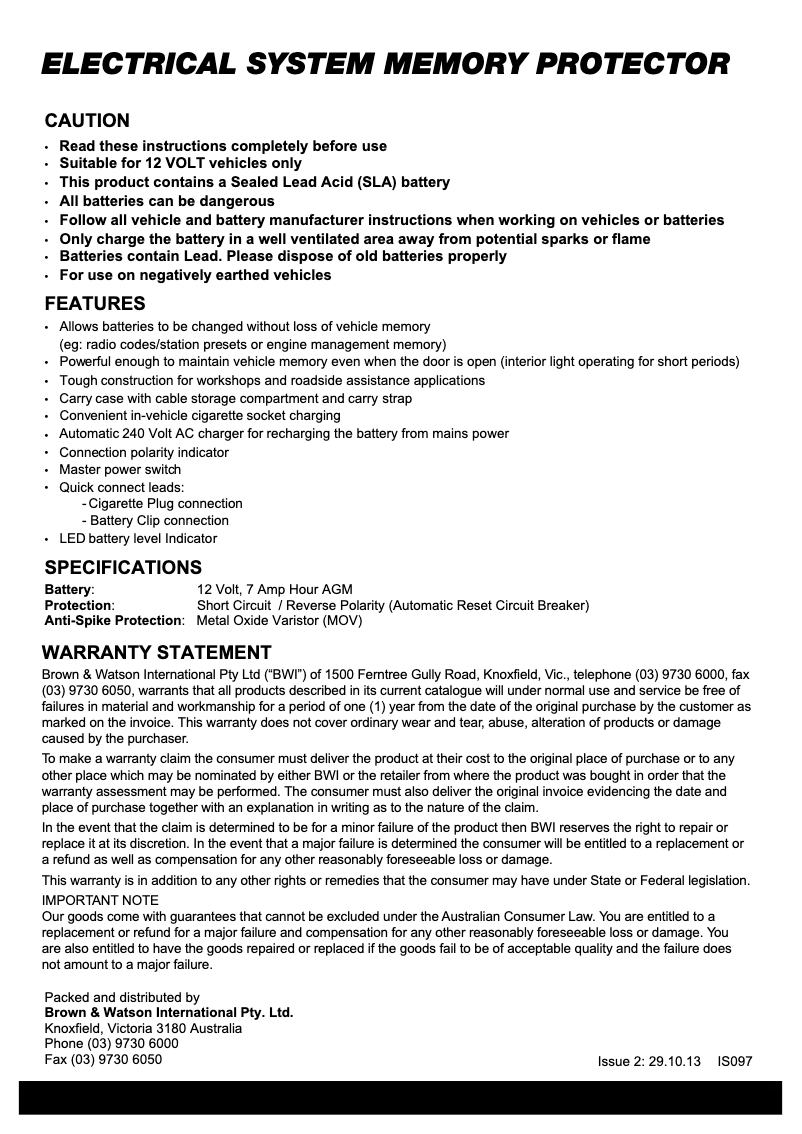 Page 1 de la notice Manuel utilisateur Projecta IPS700