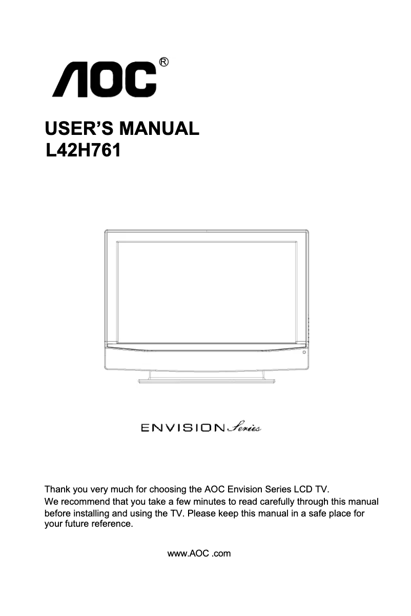 Image de la première page du manuel de l'appareil L42H761
