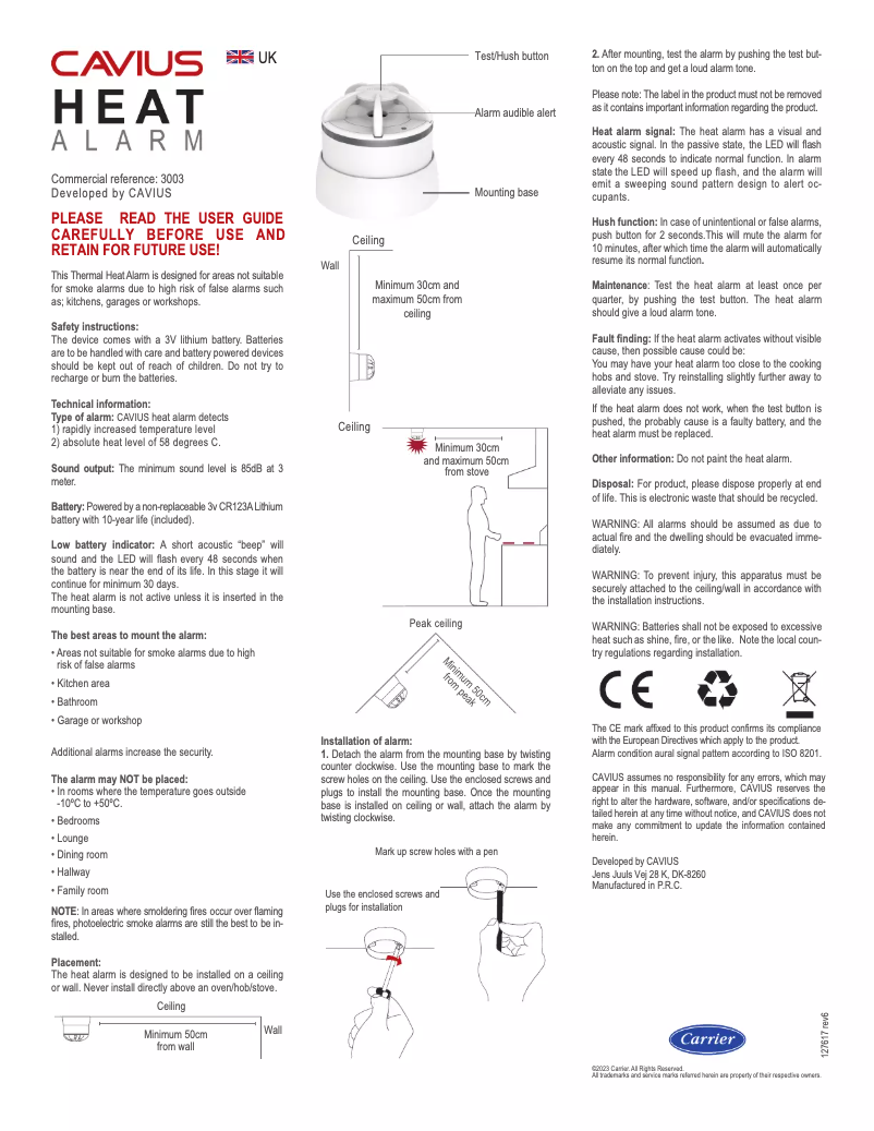 Page n°1 - Manuel utilisateur GLORIA 3003