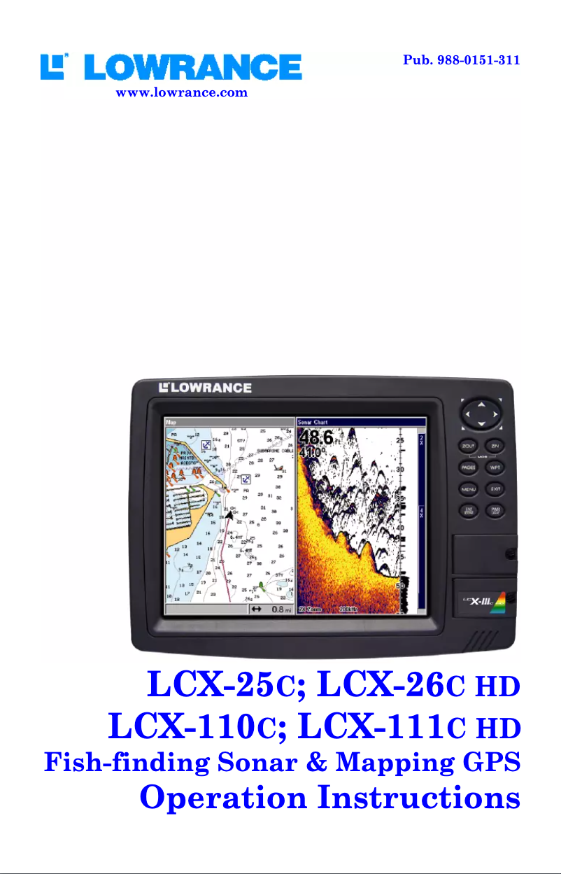 Page n°1 - Manuel utilisateur Lowrance LCX-111C HD