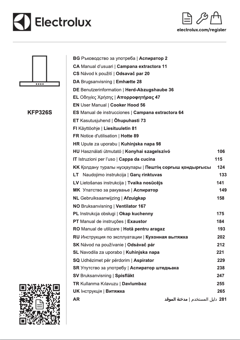 Image de la première page du manuel de l'appareil KFP326S