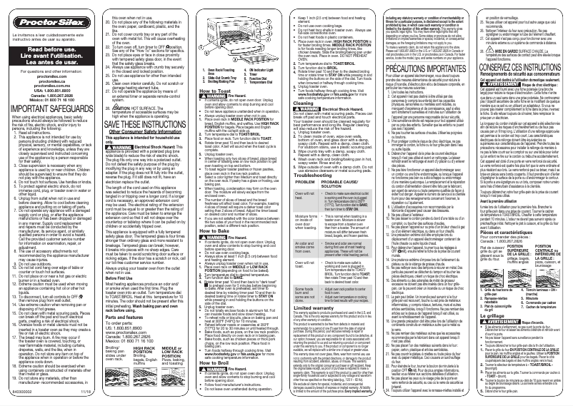 Page 1 de la notice Manuel utilisateur Proctor Silex 31124