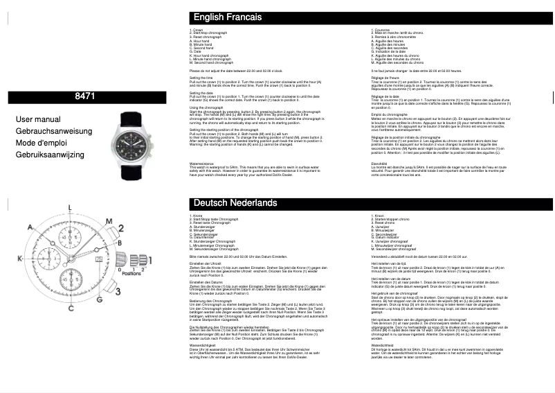 Page n°1 - Manuel utilisateur Davis 8471