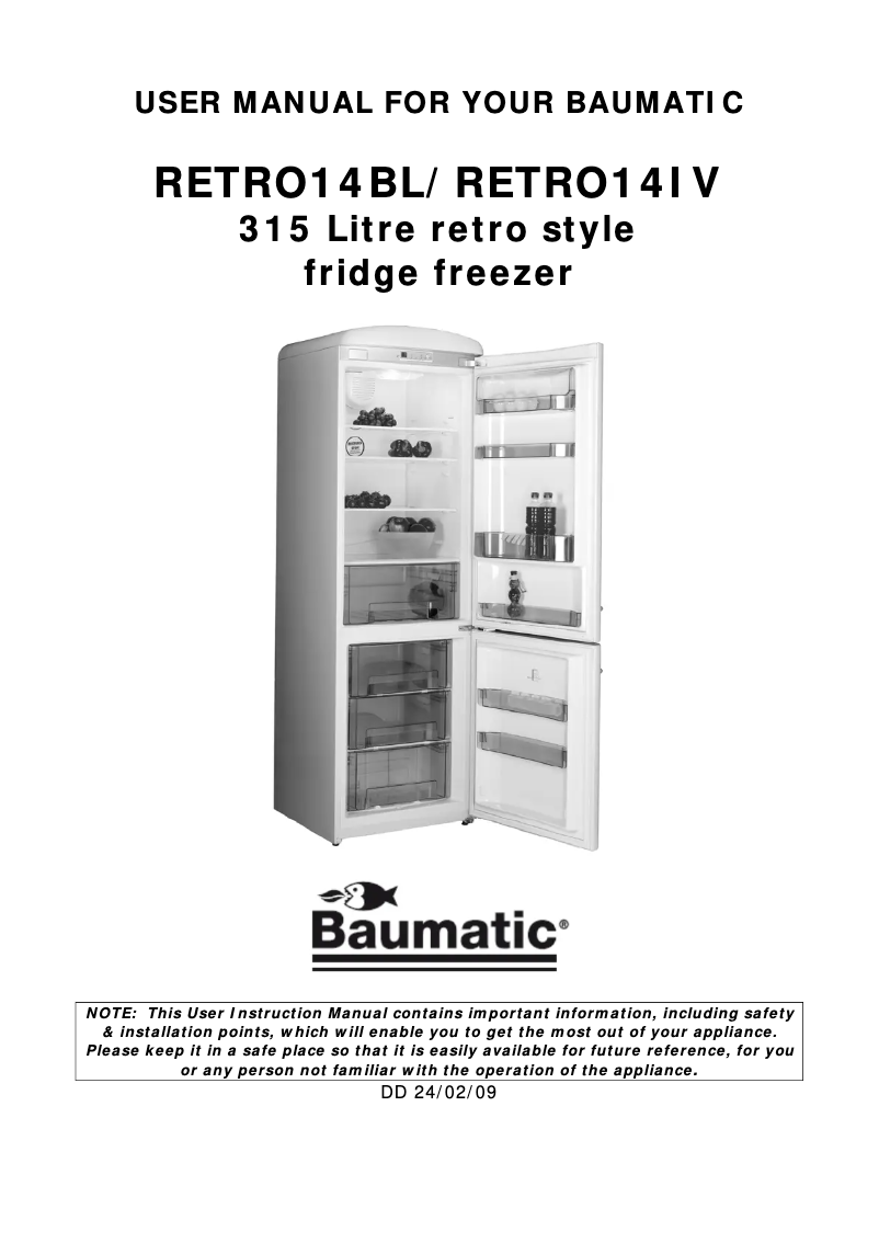 Page n°1 - Manuel utilisateur Baumatic RETRO14IV