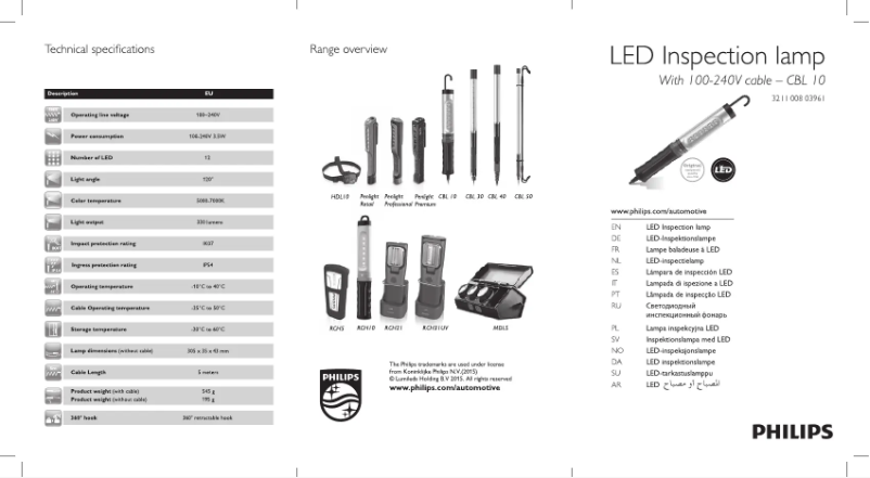 Page 1 de la notice Manuel utilisateur Philips LPL35X1