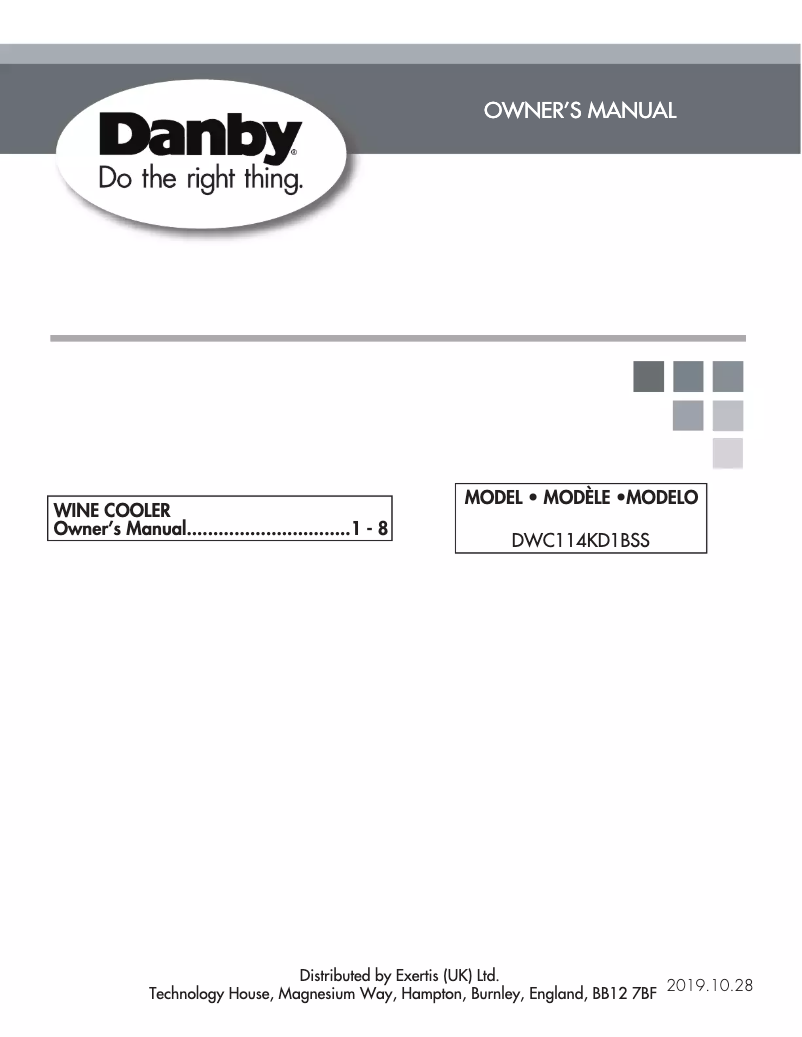 Page 1 de la notice Manuel utilisateur Danby DWC114KD1BSS