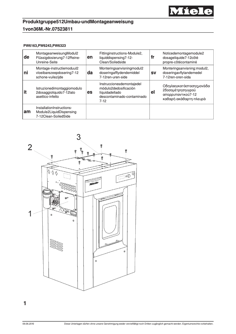 Page n°1 - Manuel utilisateur Miele MF 02-RU