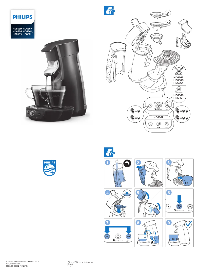 Page 1 de la notice Manuel utilisateur Philips Senseo Viva Café Duo Select HD6566