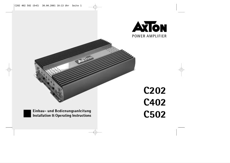 Page n°1 - Manuel utilisateur Axton C402