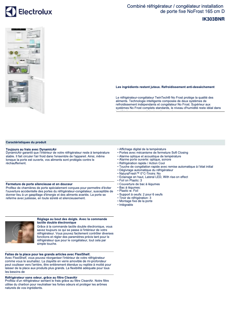 Image de la première page du manuel de l'appareil IK303BNR