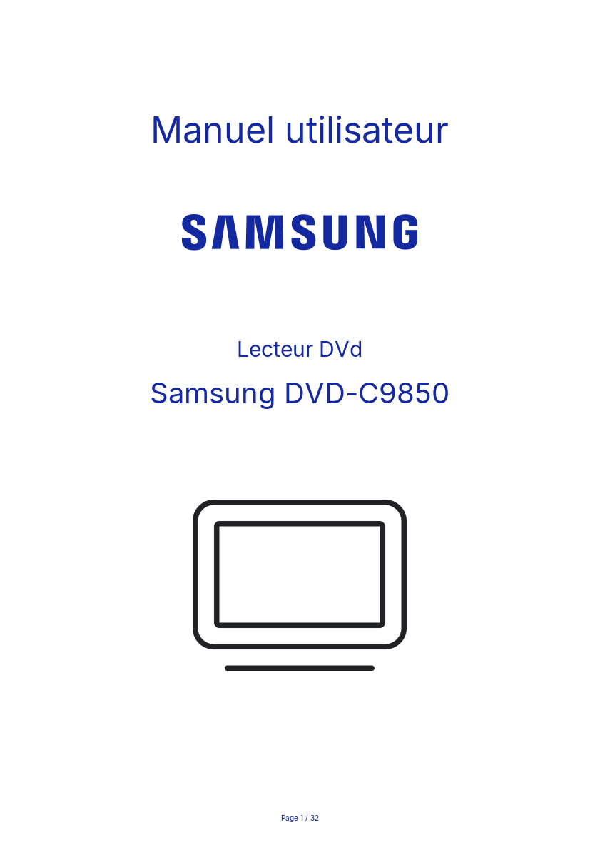 Image de la première page du manuel de l'appareil DVD-C9850
