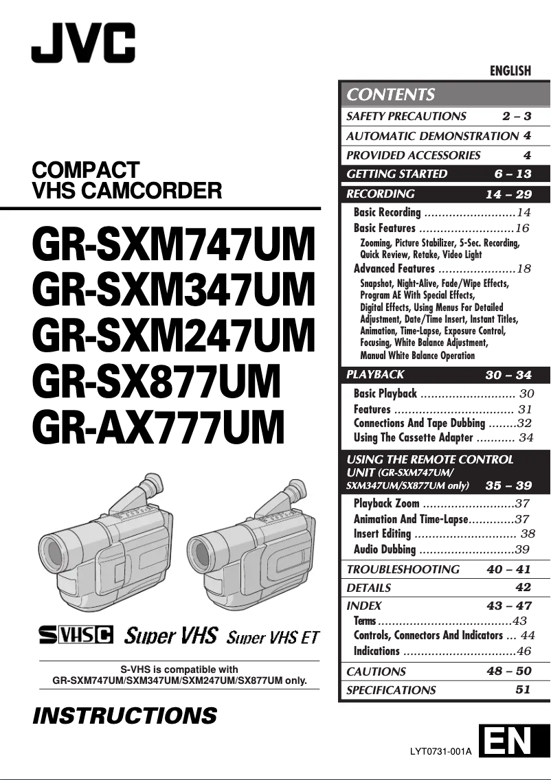 Page n°1 - Manuel utilisateur JVC GR-SXM247UM